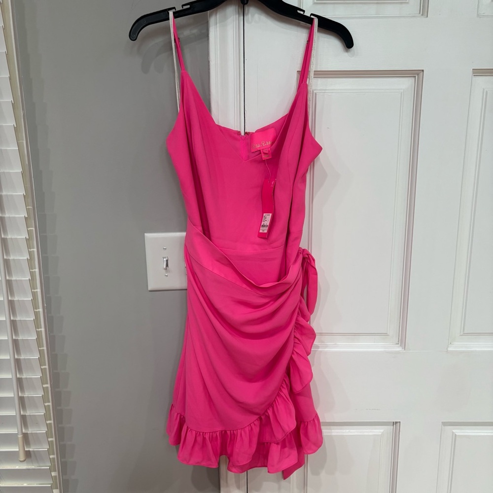 Lilly Pulitzer Hot Pink Ruffle Wrap Dress 16